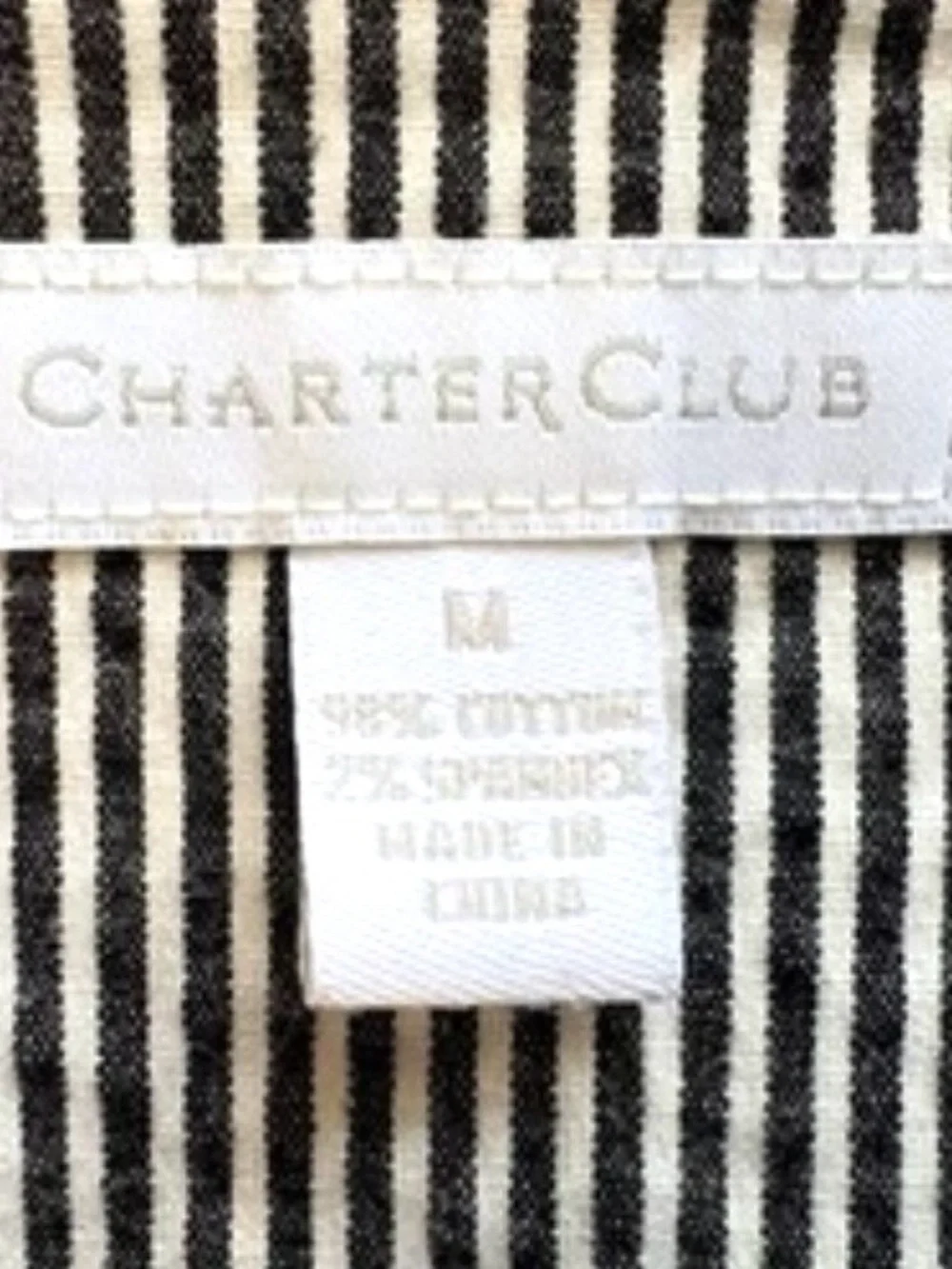 Charter Club Striped Seersucker Conductor Jacket Tab Sleeves Brass Buttons~MED
